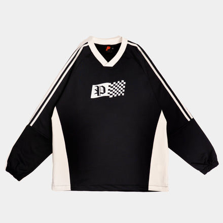 Last Lap Color-Block V-Neck Long-Sleeve Tee