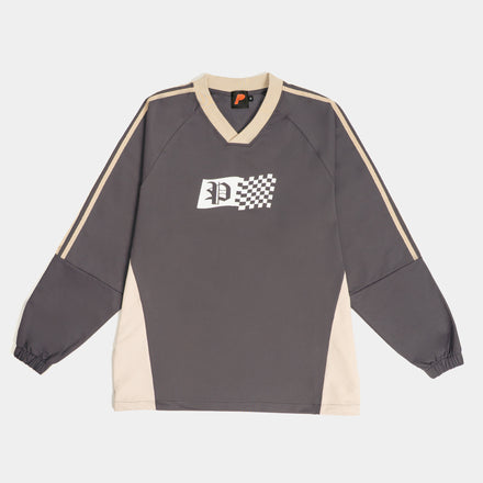 Last Lap Color-Block V-Neck Long-Sleeve Tee